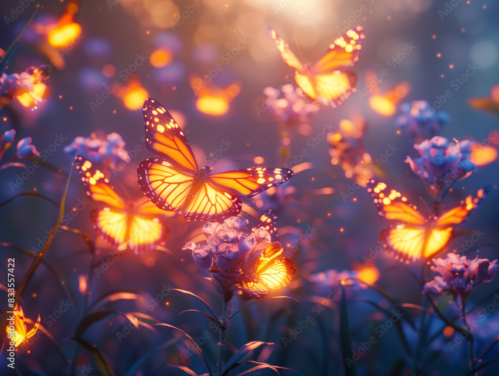 magical glowing butterflies in the air magical glowing butterflies in the air