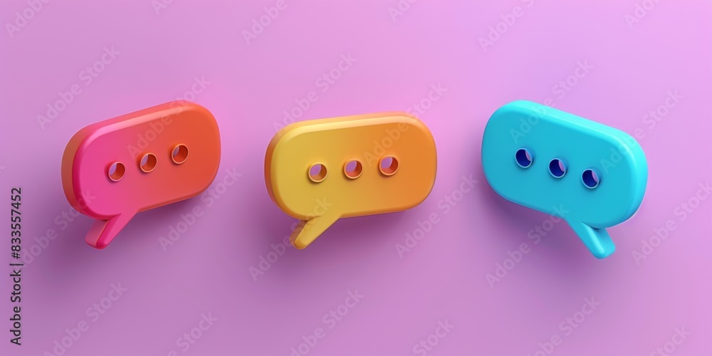 several different 3D speech bubbles on a solid background. 3D style. Pastel colors, copy space several different 3D speech bubbles on a solid background. 3D style. Pastel colors, copy space