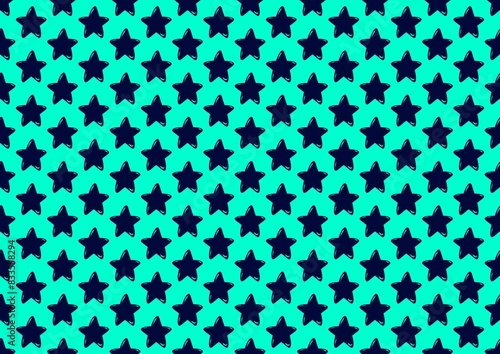 Pattern with starfish. Starfish on a colored background. Starfish silhouette. Underwater world. Summer time, entertainment and rest