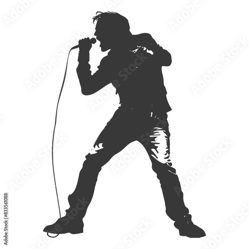 silhouette singer man in action full body black color only