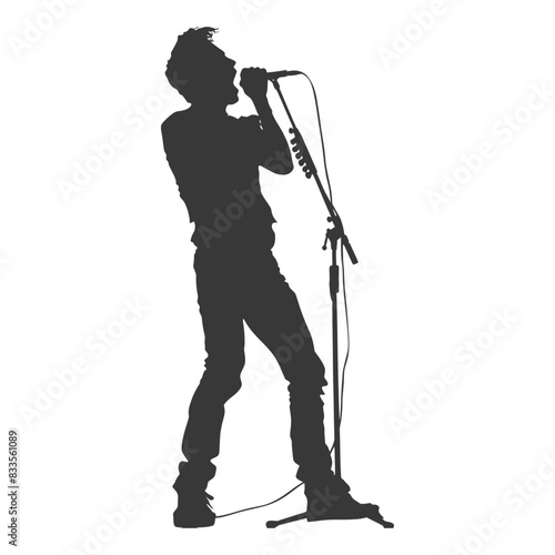 silhouette singer man in action full body black color only
