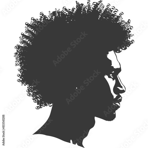 silhouette man head with afro hair style black color only