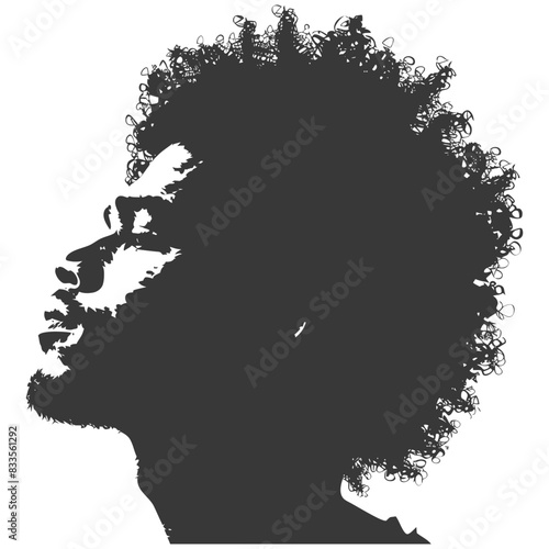 silhouette man head with afro hair style black color only