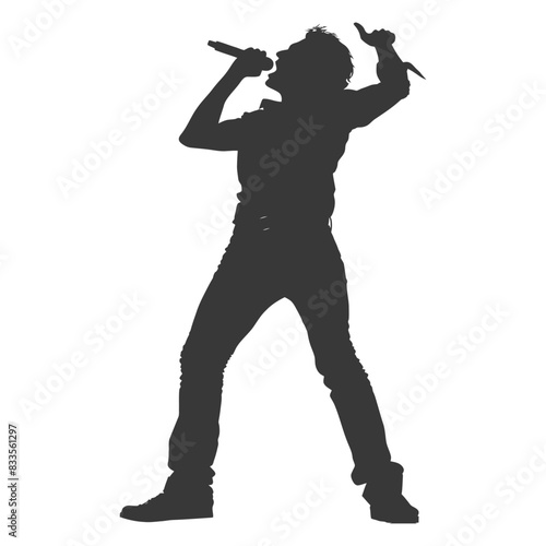 silhouette singer man in action full body black color only