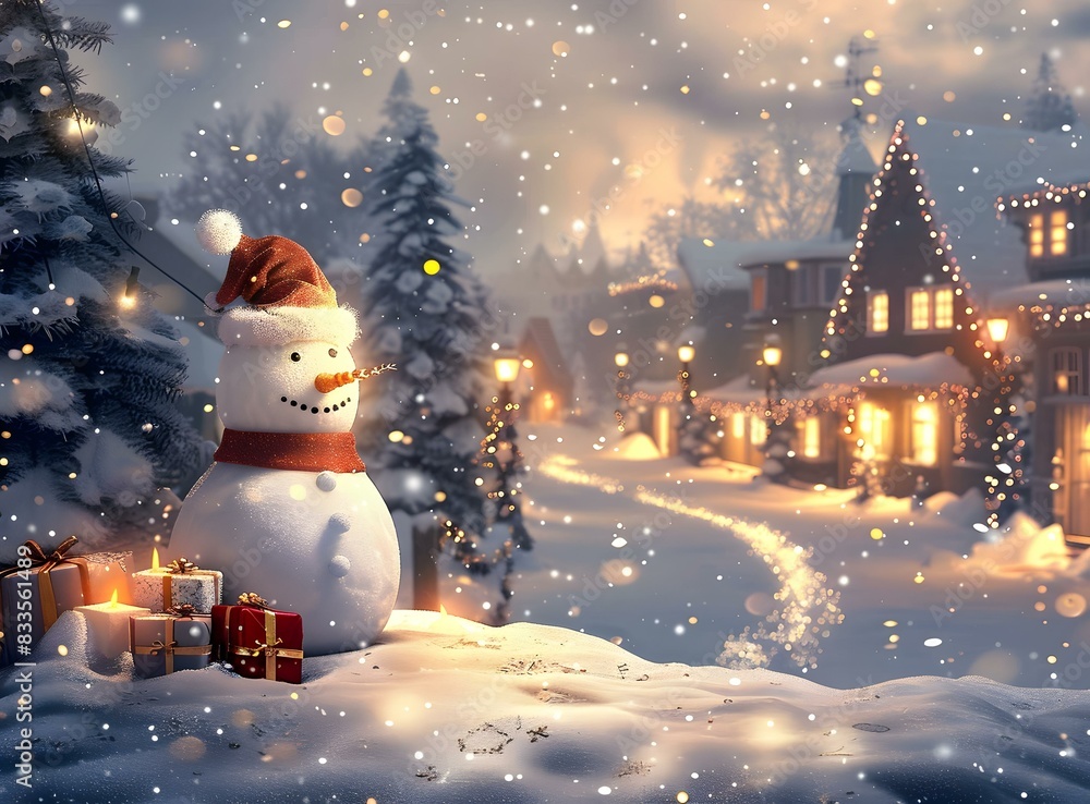 Obraz premium Christmas snowman