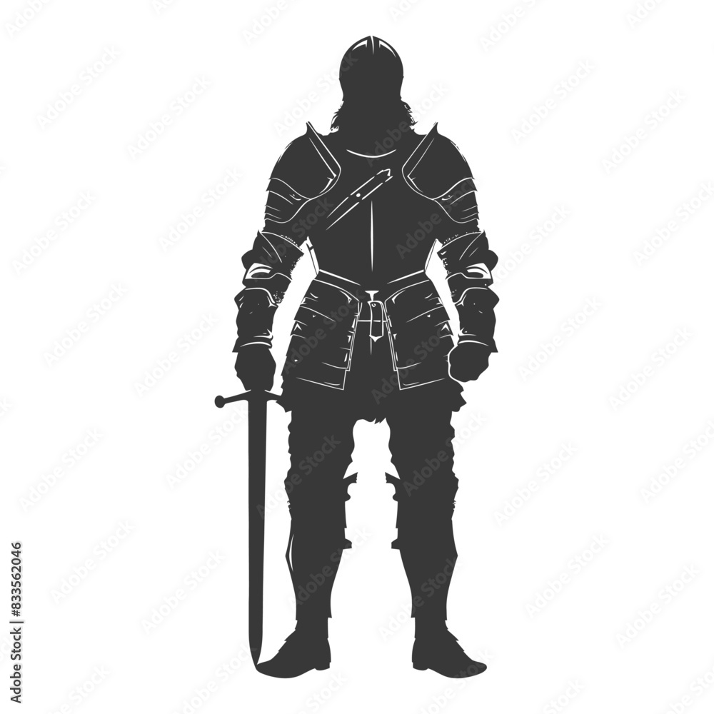 silhouette man knight full body black color only silhouette man knight full body black color only