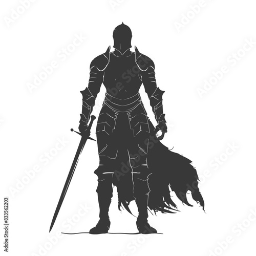 silhouette man knight full body black color only
