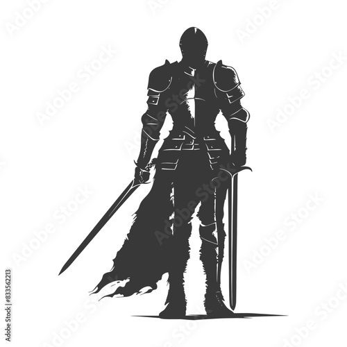 silhouette man knight full body black color only