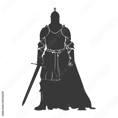 silhouette man knight full body black color only