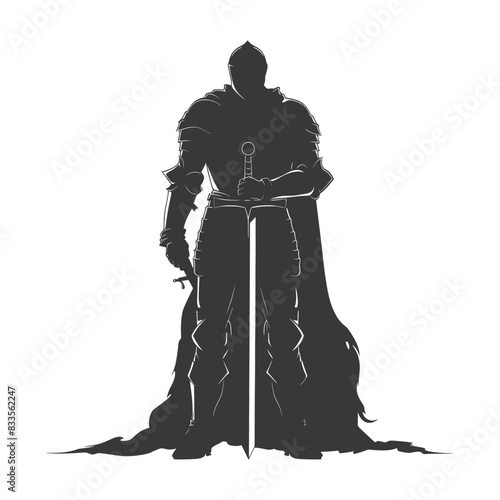 silhouette man knight full body black color only