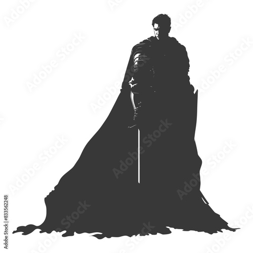 silhouette man knight full body black color only
