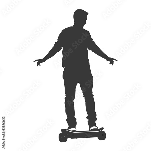 Electric Skateboard Rider: Silhouette Stance, Youthful Balance.