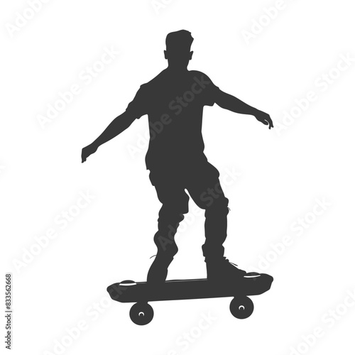 Skateboarder Silhouette: Freestyle Rider, Casual Stance, Simple Vector.