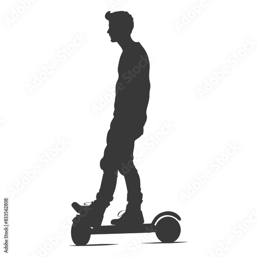 Silhouetted Youth on Self-Balancing Scooter, Modern Transportation.