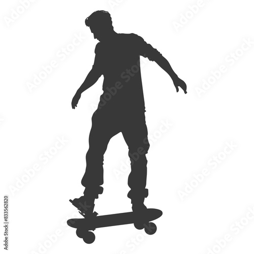 Skateboarder Silhouette: Street Style Stance on Deck, Isolated.
