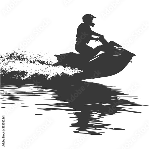 Jet Ski Silhouette: Water Sport Thrill Ride with Reflection