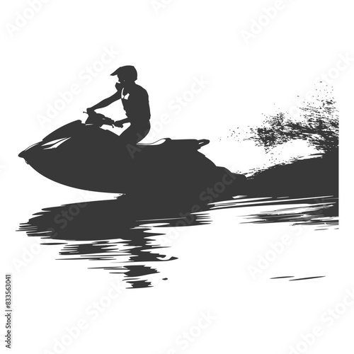 Jet Ski Silhouette: Water Sport Ride with Spray, Isolated Vector.