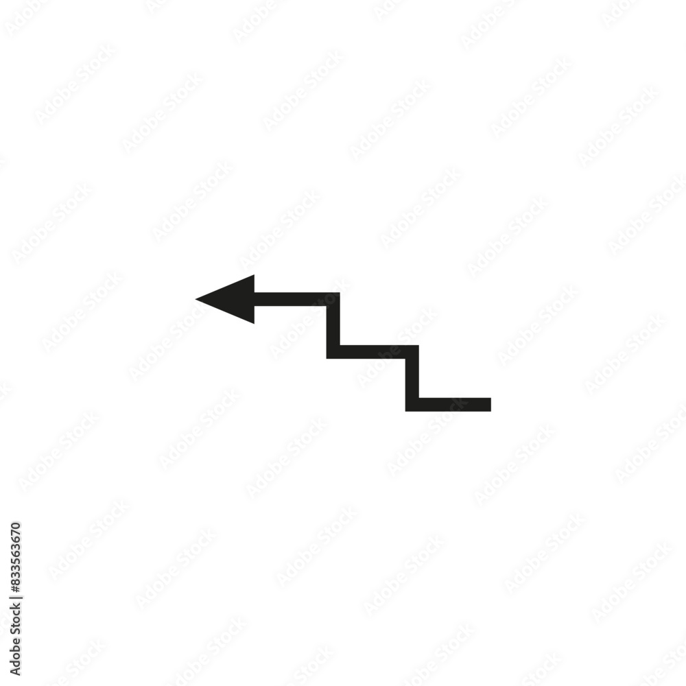 Angular arrow in the shape of stair treads. Vector illustration. 