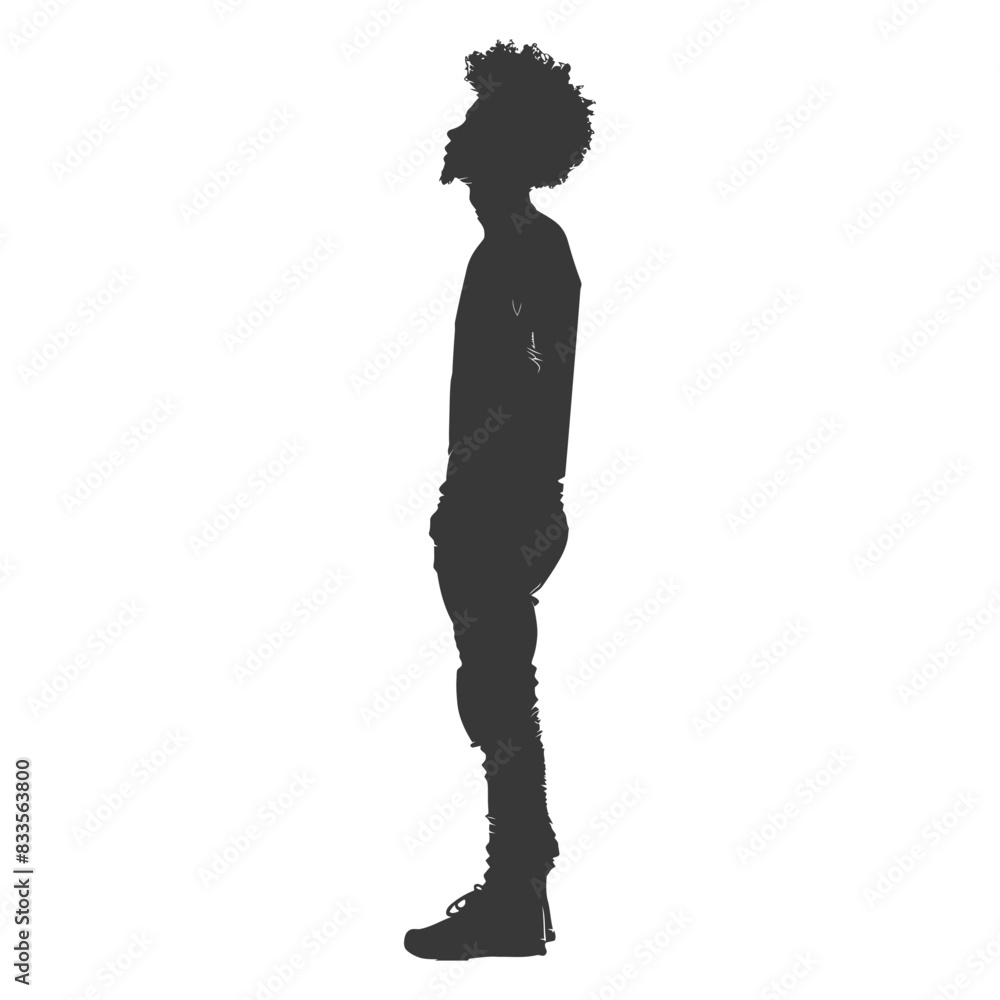 silhouette man with afro hair style full body black color only silhouette man with afro hair style full body black color only