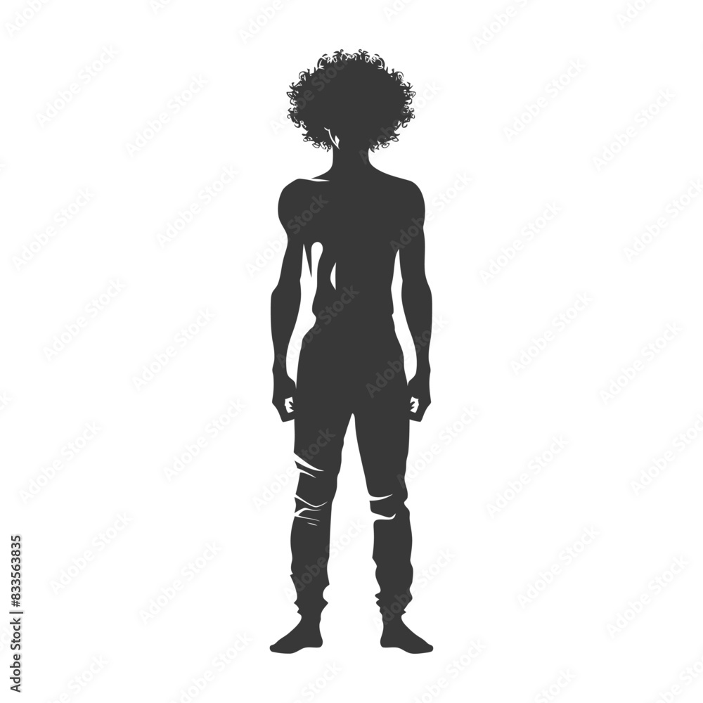 silhouette man with afro hair style full body black color only silhouette man with afro hair style full body black color only