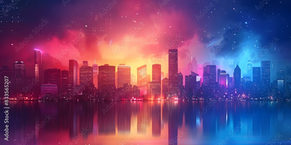 Obraz premium Cityscape in Blue and Orange