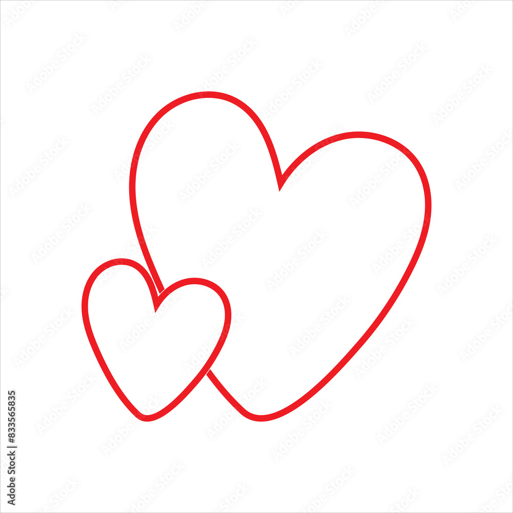 Two connected hearts icon. Love symbol. Red heart. isolated on white background. vector illustration. EPS 10/AI