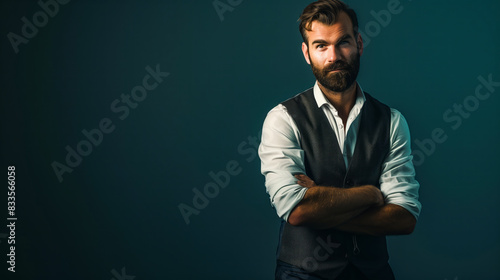 Male fashion model with a Hollywoodian Beard photo