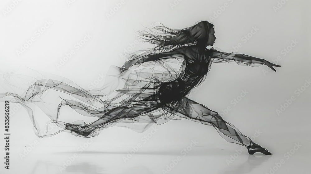 Fototapeta premium Captivating one line depiction of a dancer in fluid graceful motion showcasing the beauty and dynamism of the human form in movement This stylized abstract captures the essence of dance through a