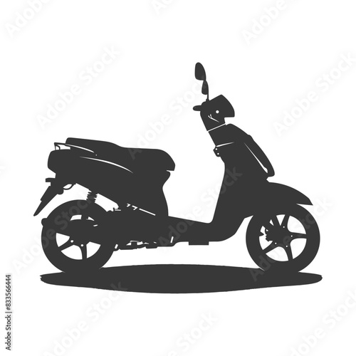 Scooter Silhouette: Dark Grey Moped on White Background, Isolated Vehicle Graphic