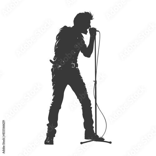 Rock Star Silhouette: Raw Energy, Vocal Performance, Leather and Microphone Stand.