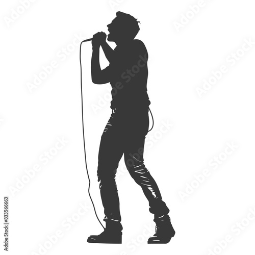 Silhouette Singer: Energetic Vocalist Performing with Microphone.