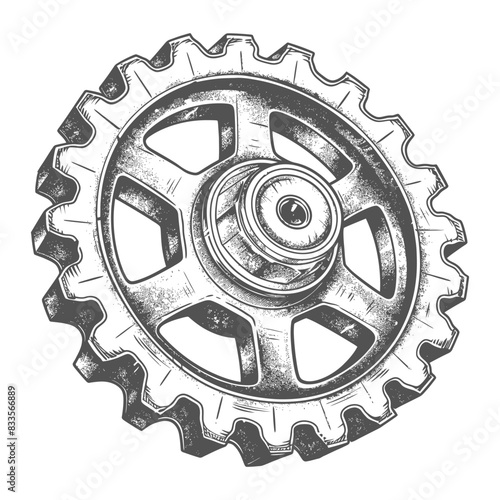 Detailed Gear Sketch: Industrial Design Element, Engineering Illustration