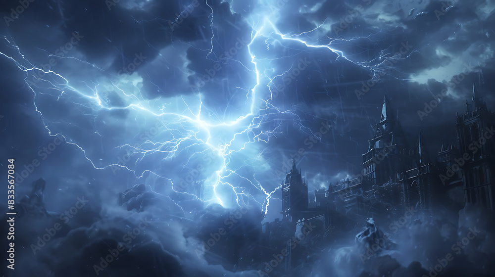 Fototapeta premium Lightning is a natural phenomenon that is dangerous but also beautiful
