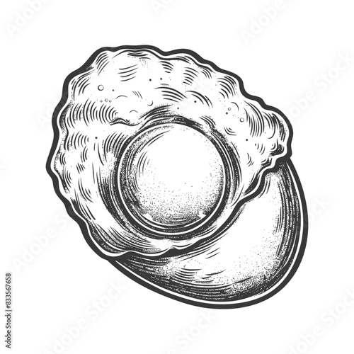 Engraved Fried Egg: Detailed Sketch of a Sunny-Side Up Breakfast Staple