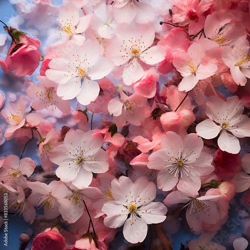 A vibrant assortment of pink and white flowers blooming