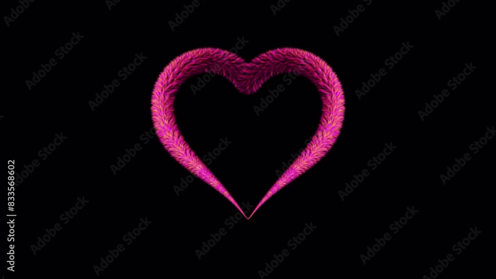 Furry heart. Soft and realistic fur. Heart with fluffy hair. Colorful heart, 3D animated, fluffy texture, with alpha matte. Alpha channel Furry heart. Soft and realistic fur. Heart with fluffy hair. Colorful heart, 3D animated, fluffy texture, with alpha matte. Alpha channel