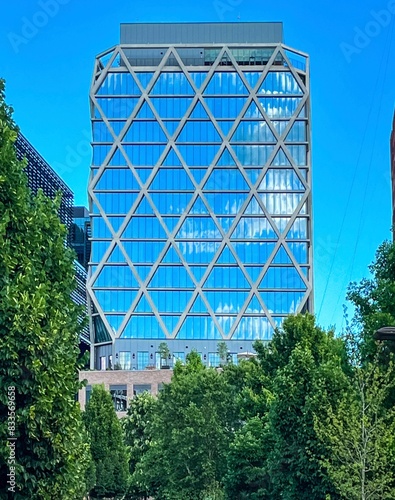 Buildings reflecting clouds and a blue sky in Atlanta photo