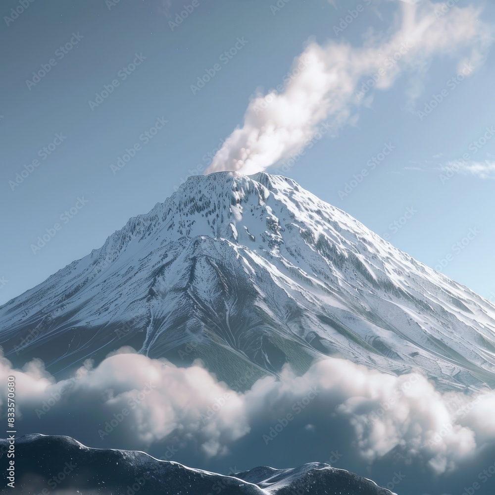 Aerial view of a large volcano erupting A large volcano erupts, releasing hot lava and gases into the atmosphere. High resolution photography. Aerial view of a large volcano erupting A large volcano erupts, releasing hot lava and gases into the atmosphere. High resolution photography.