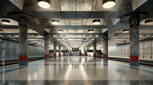 The interior of a metro station in the city, where modern architecture combines with functionality and travel comfort