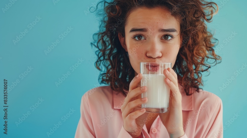 The girl drinking milk The girl drinking milk