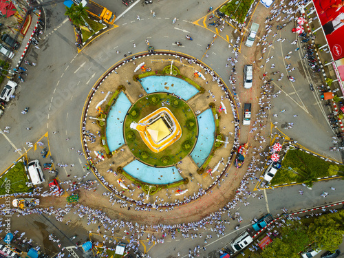 Aerial view Phuket vegetarian festival in Phuket Thailand on 22 October 2023 - Phuket Town, Thailand