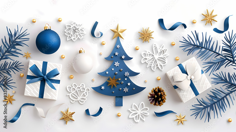 Xmas modern design set in paper cut style with Christmas tree, holiday covers or banners,vector illustration Xmas modern design set in paper cut style with Christmas tree, holiday covers or banners,vector illustration