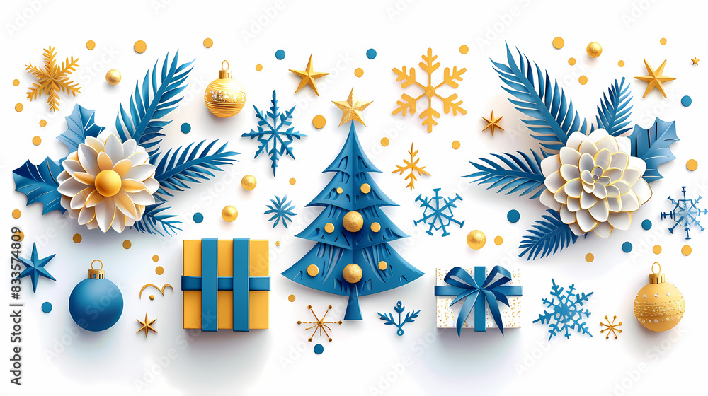 Xmas modern design set in paper cut style with Christmas tree, holiday covers or banners,vector illustration Xmas modern design set in paper cut style with Christmas tree, holiday covers or banners,vector illustration