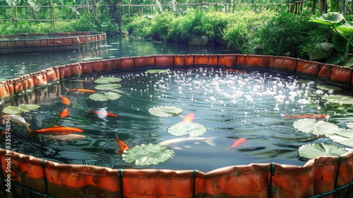 traditional consumtion fish farm, tarpaulin fish pond photo