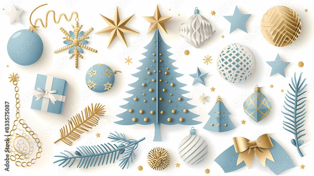 Xmas modern design set in paper cut style with Christmas tree, holiday covers or banners,vector illustration Xmas modern design set in paper cut style with Christmas tree, holiday covers or banners,vector illustration