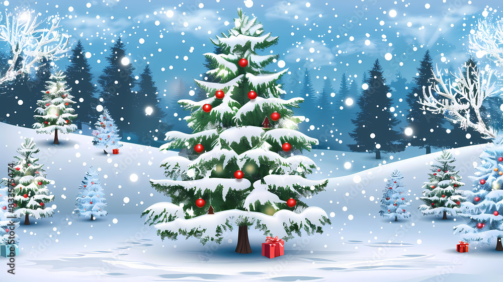 Snow landscape vector illustration. Best use for holiday or winter theme design Snow landscape vector illustration. Best use for holiday or winter theme design