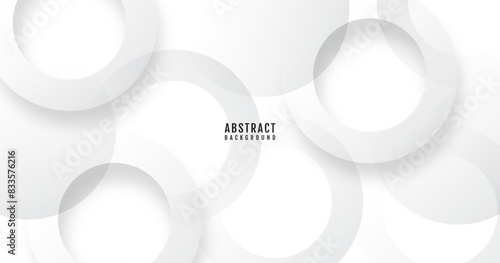 3D white abstract background overlap layer on bright space with cutout shape effect decoration. Modern graphic design element circles style concept for web banner, flyer, card, or brochure cover
