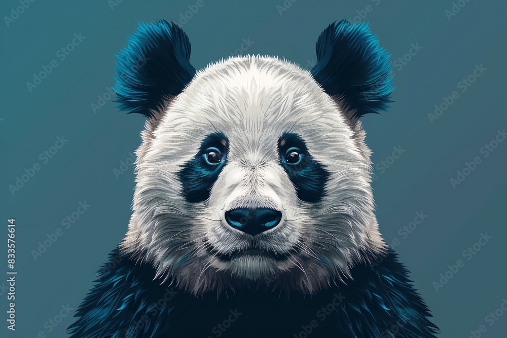 Artistic digital illustration of a panda bear with a striking background, showcasing intricate details and vibrant colors. Artistic digital illustration of a panda bear with a striking background, showcasing intricate details and vibrant colors.