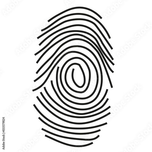 Simple black Fingerprint design isolated white background. Modern Abstract vector t-shirt print. Fingerprint template. Editable stroke
