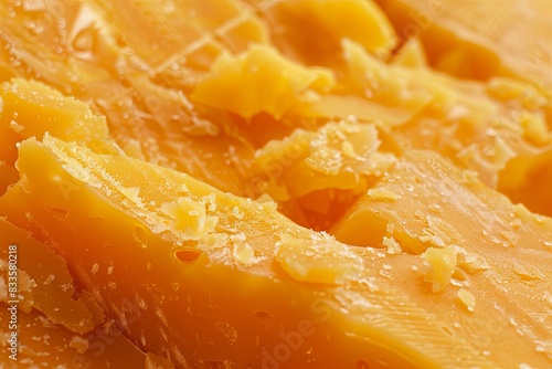 Cheddar cheese in close-up, macro photography